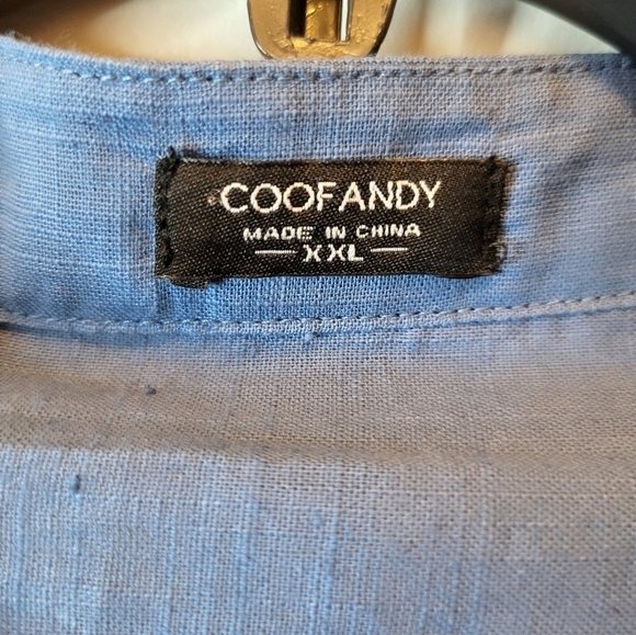 NWT Coof Andy 2XL Blue Mandarin Collar Tunic unisex - Picture 5 of 15